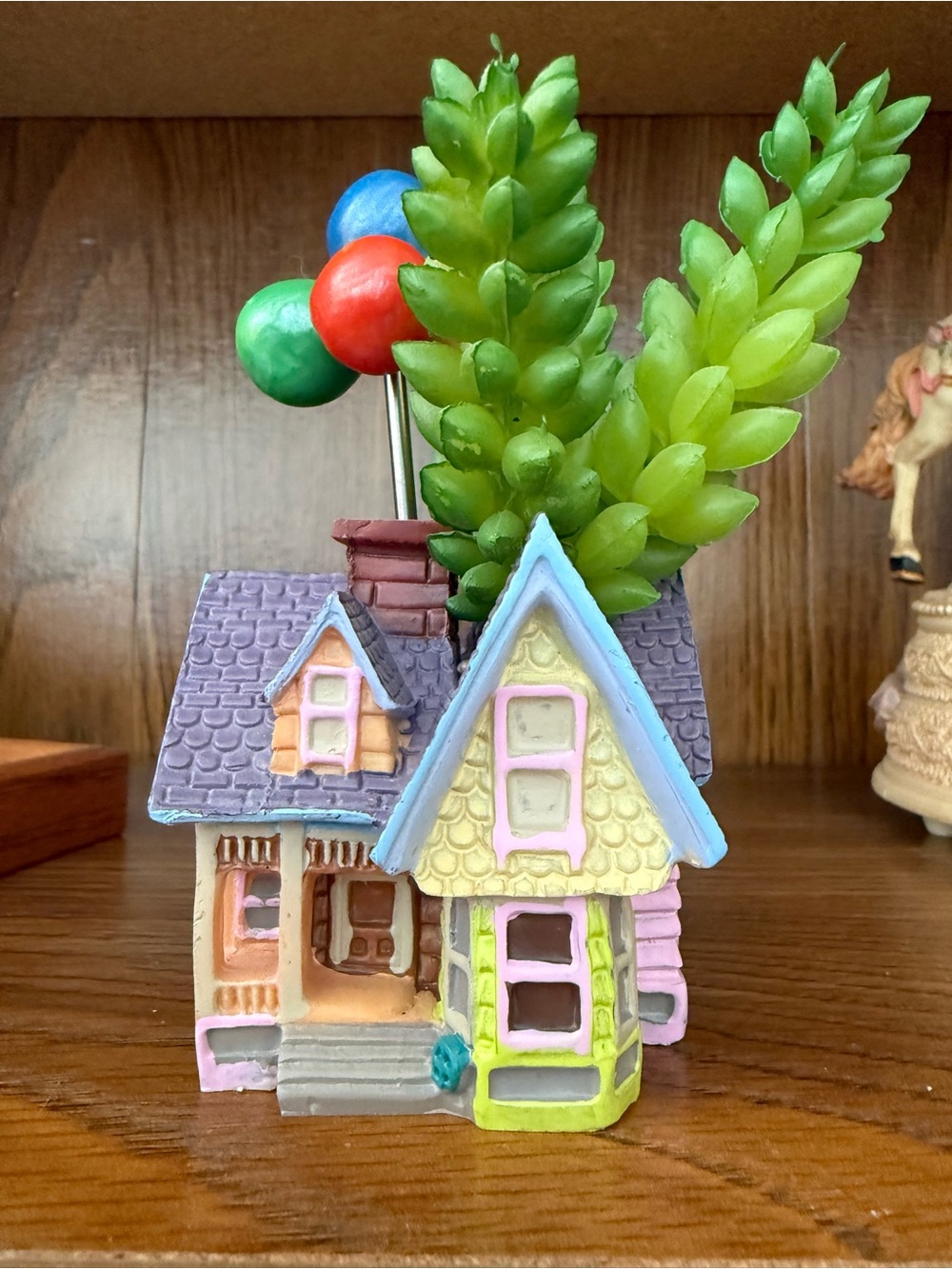 Pastel Miniature UP house fake planter